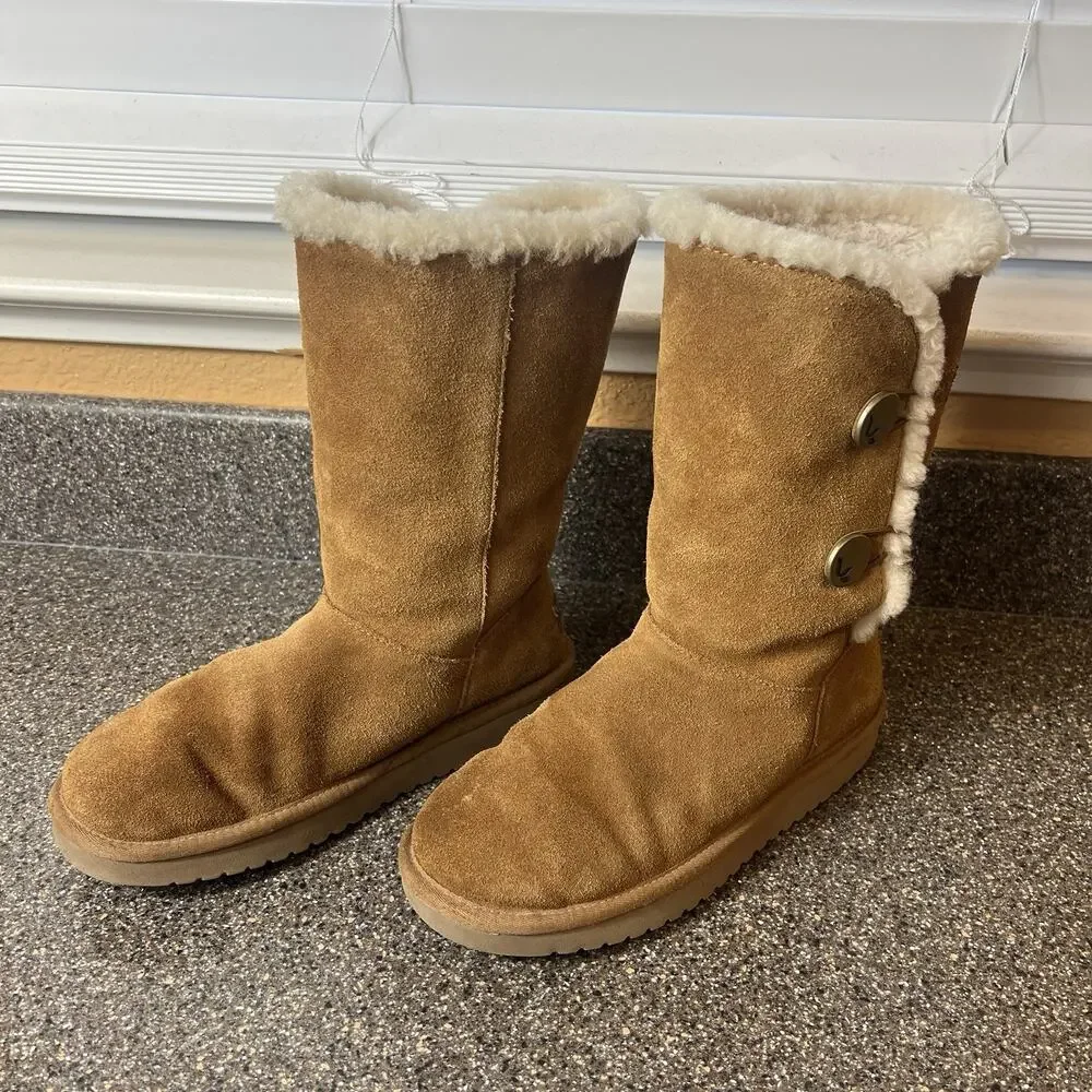 Koolaburra By Ugg 1096409 Chestnut Winter Boots Women Sz 6 Sherpa Lining Pull On